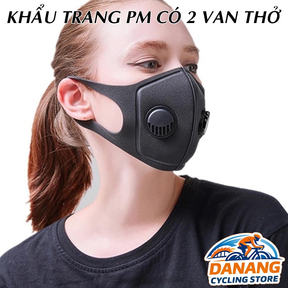 Khẩu Trang Chống Bụi 2 Van Thông Khí Màu Đen – Thoáng Khí, Lọc Bụi
