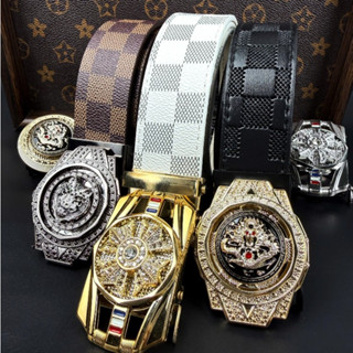 Thắt Lưng Nam Cao Cấp mặt ĐÍNH ĐÁ Xoay 360 khóa tự động phong cách Hàn Quốc dây nịt xoay tròn