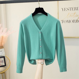 Áo khoác len cardigan nữ dệt kim tay dài cổ V kiểu 7 nút