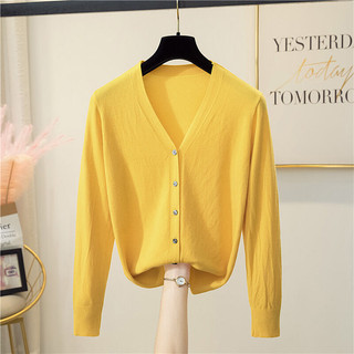 Áo khoác len cardigan nữ dệt kim tay dài cổ V kiểu 7 nút