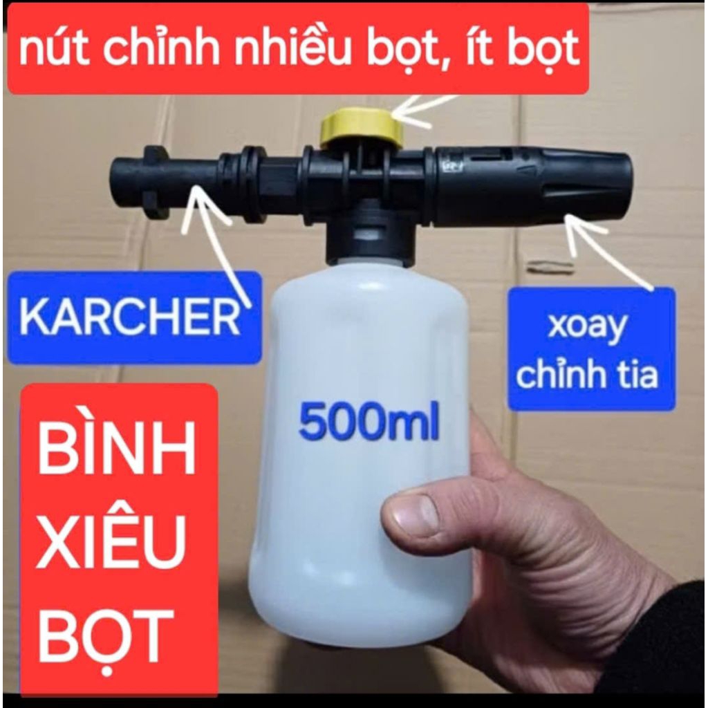 bình bọt tuyết cho máy rửa xe karcher,  bình bọt karcher 500ml , 700ml ( phù hợp với súng rửa xe chí