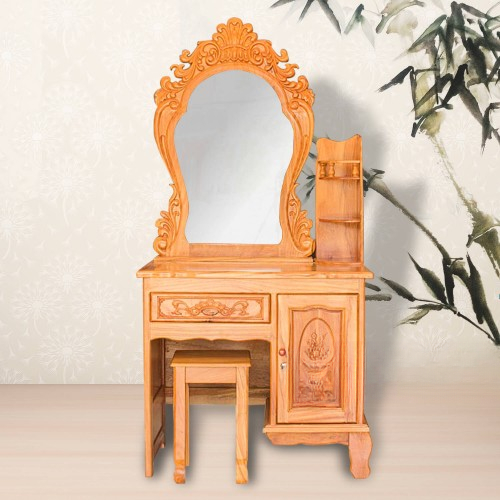 Bàn trang điểm gỗ gõ 80cm,bàn phấn để đồ trang điểm