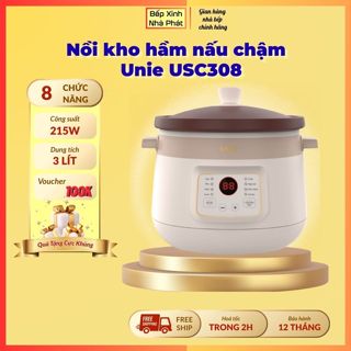 [Chính hãng] Nồi kho hầm nấu chậm đa năng Unie USC308,lồng gốm, dung tích 3 lít, BH 12 tháng