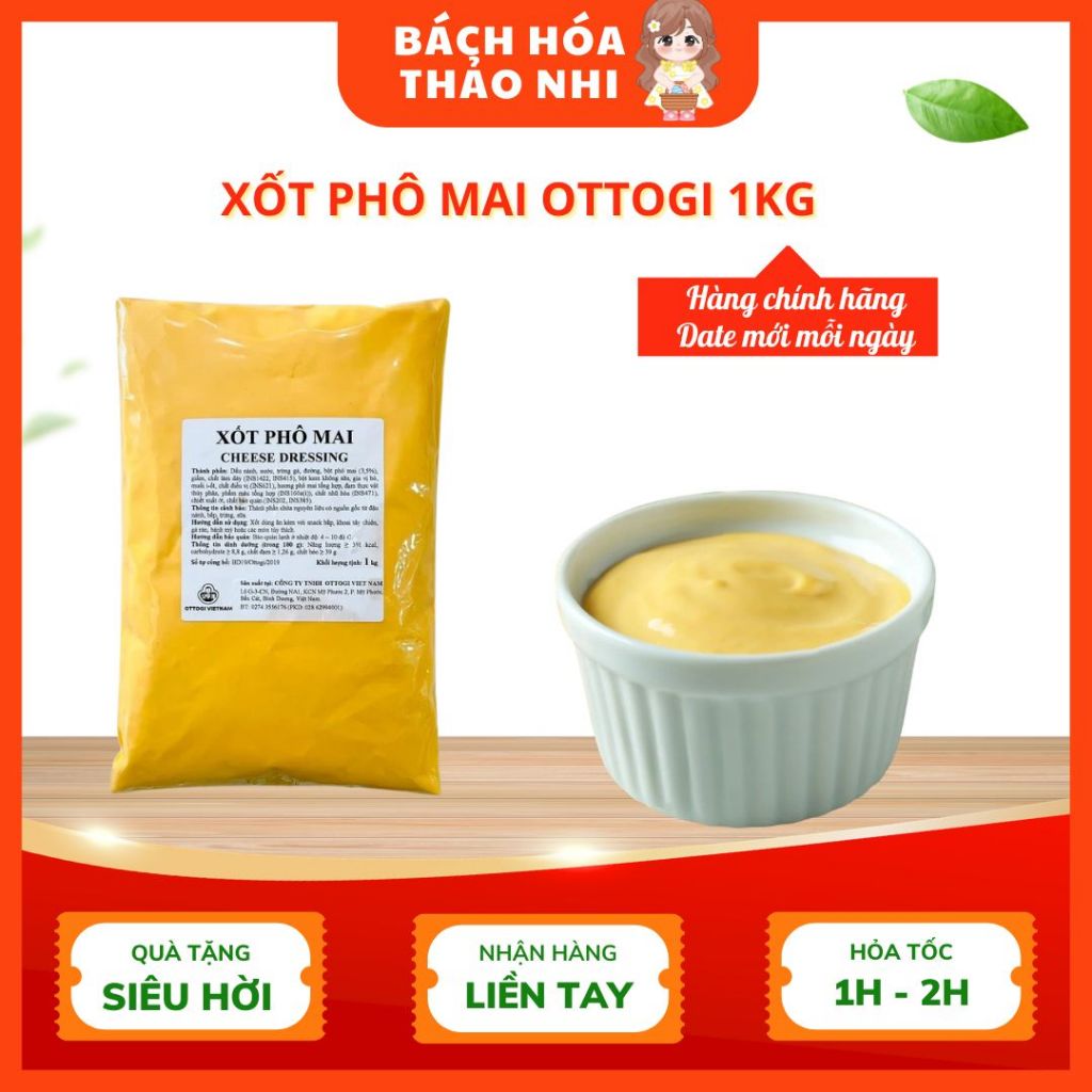 DATE MỚI MỖI NGÀY_XỐT PHÔ MAI Ottogi 1kg, Sốt phô mai chấm gà rán đồ nướng BBQ bò bít tết, Sốt gà rá