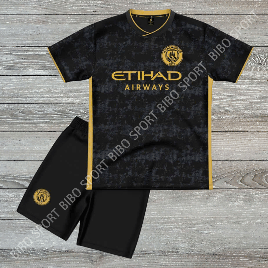Quần Áo Bóng Đá Man City Đen 26/27 - Trẻ Em - Vải thun lạnh SAO VIỆT – In Tên Số Theo Yêu Cầu BIBO S