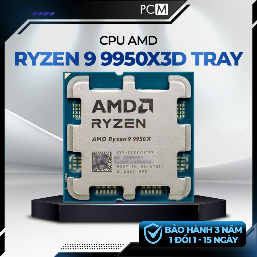 CPU AMD Ryzen 9 9950X3D TRAY | 16 Nhân 32 Luồng | Boost 5.7GHz | 144MB Cache | AM5 | 3D V-Cache