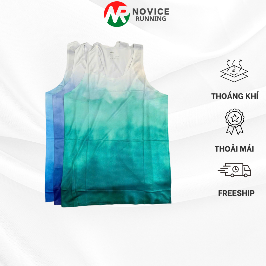 Áo Singlet Chạy Bộ Thể Thao, Áo Ba Lỗ Loang Màu Chạy Bộ Marathone, Thấm Hút Thoáng Mát  ACB-555