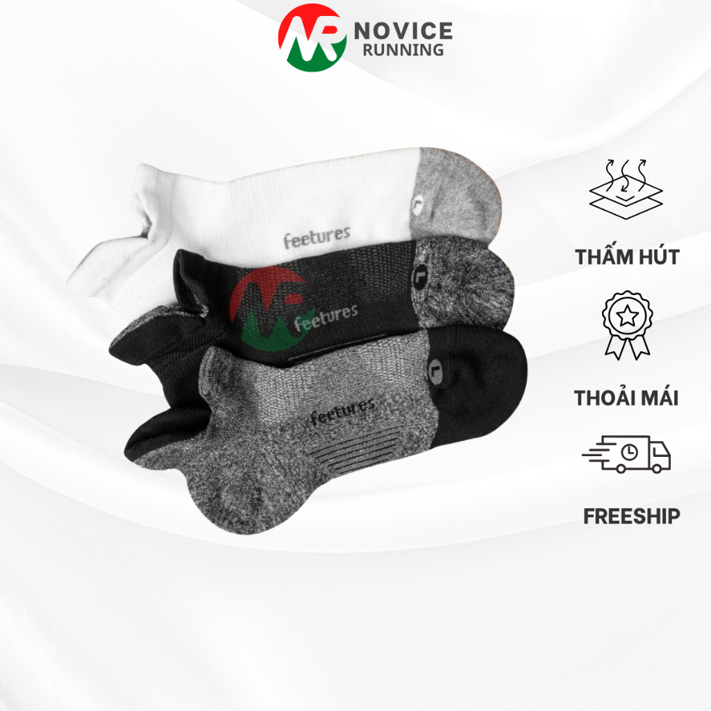 Tất Chạy Bộ Feetures Elite Thể Thao, Tất Chạy Trail Cổ Ngắn Chuyên Chạy Novice Running TCM-133