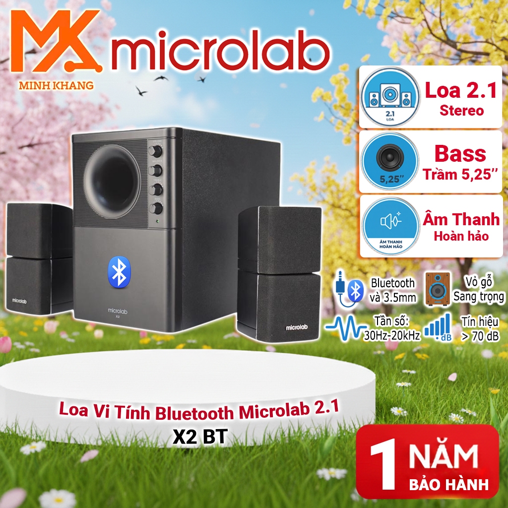 Loa Microlab X2 BT Bluetooth 2.1 – Âm Bass Mạnh, Kết Nối Không Dây & Jack 3.5mm