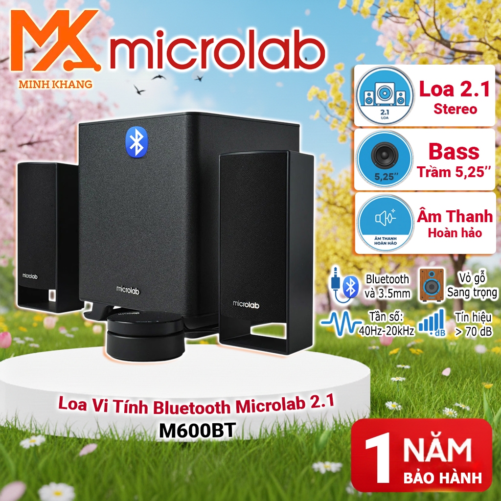 [Chính Hãng Microlab] Loa Bluetooth M600BT 2.1 – Âm Thanh Sống Động, Thiết Kế Hiện Đại