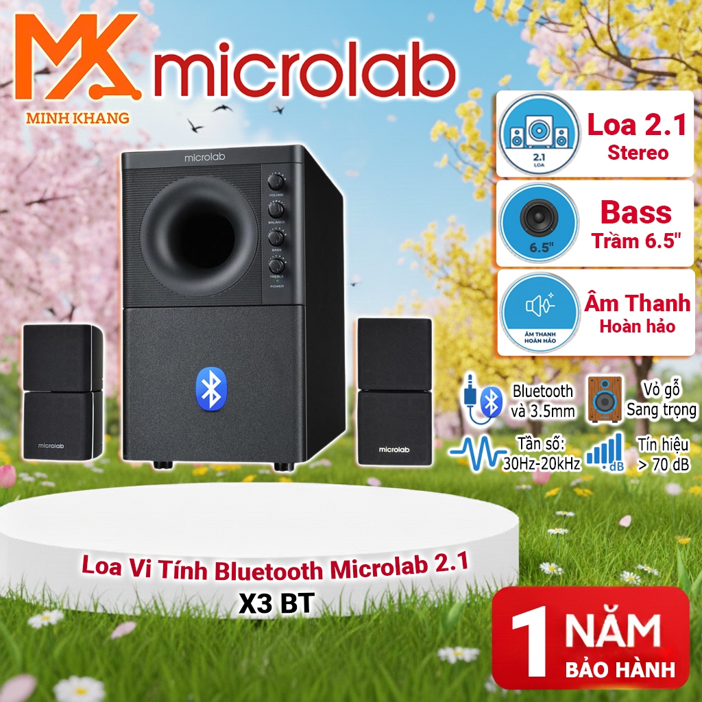[Chính Hãng Microlab] Loa Vi Tính 2.1 Microlab X3 BT – Bluetooth, Âm Bass Mạnh, Công Suất Lớn