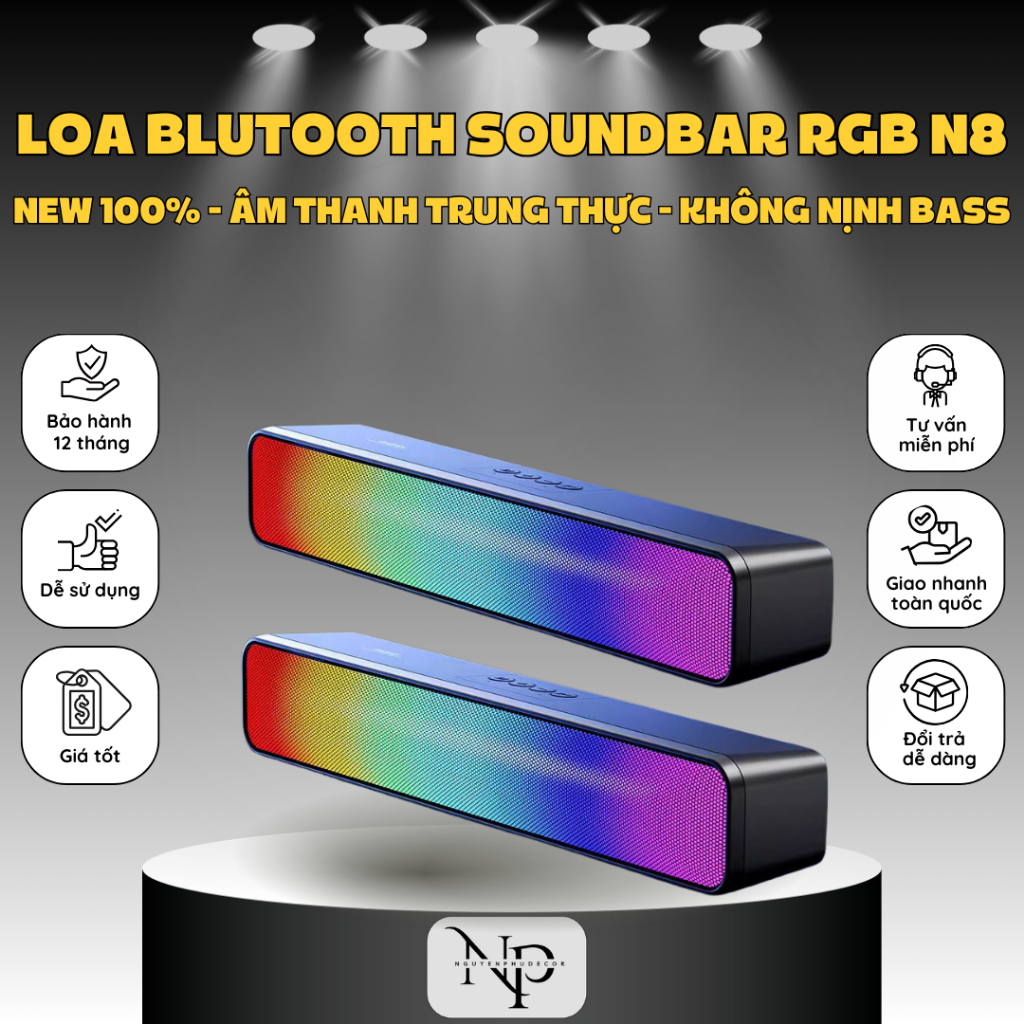 Loa Để Bàn, Loa Máy Tính Để Bàn RGB NPShop Decor, Loa Bluetooth, Cho PC Laptop, Có LED