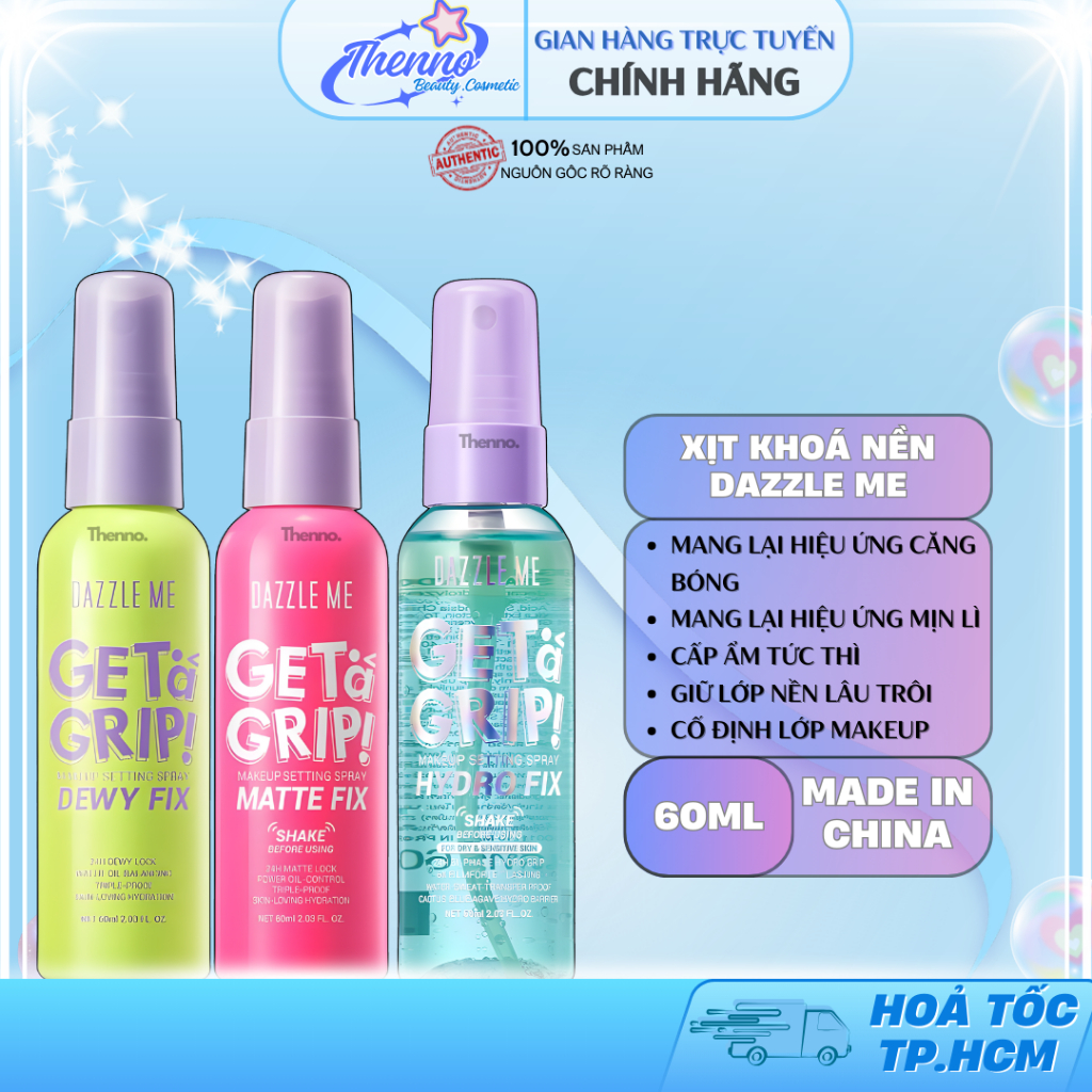 Xịt Khóa Nền Make Up Dazzle Me Setting Spray Matte Fix Trang Điểm Kiểm Soát Dầu Mịn Lì Lâu Trôi 60ml