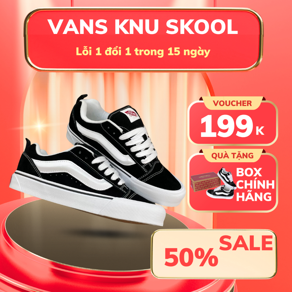 [ Chính Hãng ] Giày Vans Knu Skool Đủ Phối Màu. Giày Vans Knu Màu Đỏ Đen Nam Nữ Full Boxs