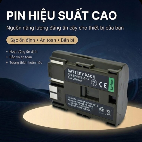 [NÂNG CẤP 2800mAh] Pin Canon BP-511A Thế Hệ Mới (Vượt Trội Bản Cũ 2500mAh) - Trâu Hơn Cho 5D 40D