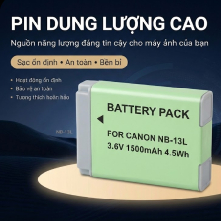 [PIN VLOG SIÊU TRÂU]  Pin Thay Thế Canon NB-13L (1500mAh) Cho Canon G7X II/III, SX740 HS - Quay 4K T