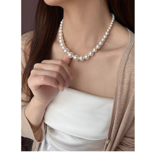 Vòng cổ hạt tròn trắng sứ nhỏ – phong cách thanh lịch, dây phối size chuyển dần