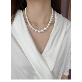 Vòng cổ hạt tròn trắng sứ nhỏ – phong cách thanh lịch, dây phối size chuyển dần