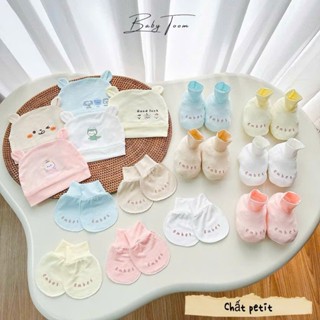 Set Mũ Bao Tay Bao Chân Baby Toom Cho Bé Sơ Sinh 3-5kg, Chất Petit Mềm Mỏng Thoáng Mát Co Giãn