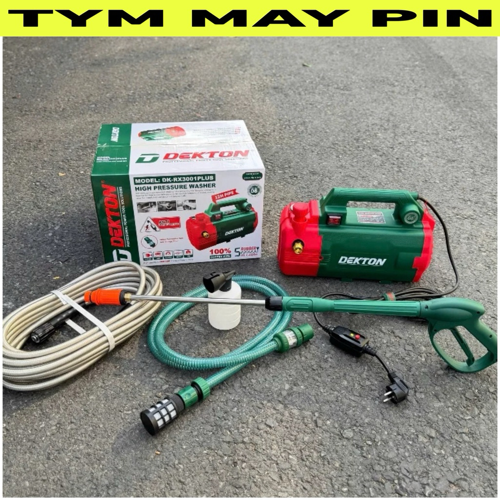 Máy xịt rửa xe (Máy phun bắn tia nước áp lực cao), hiệu DEKTON, model DK-RX3001PLUS, màu xanh