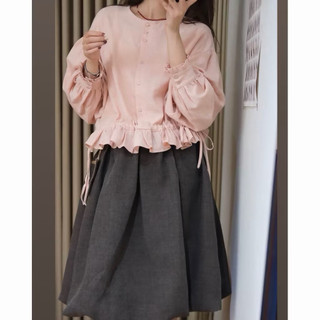 𝗠𝗼𝗹𝗹𝘆- Áo Linen tay dài xếp li rút