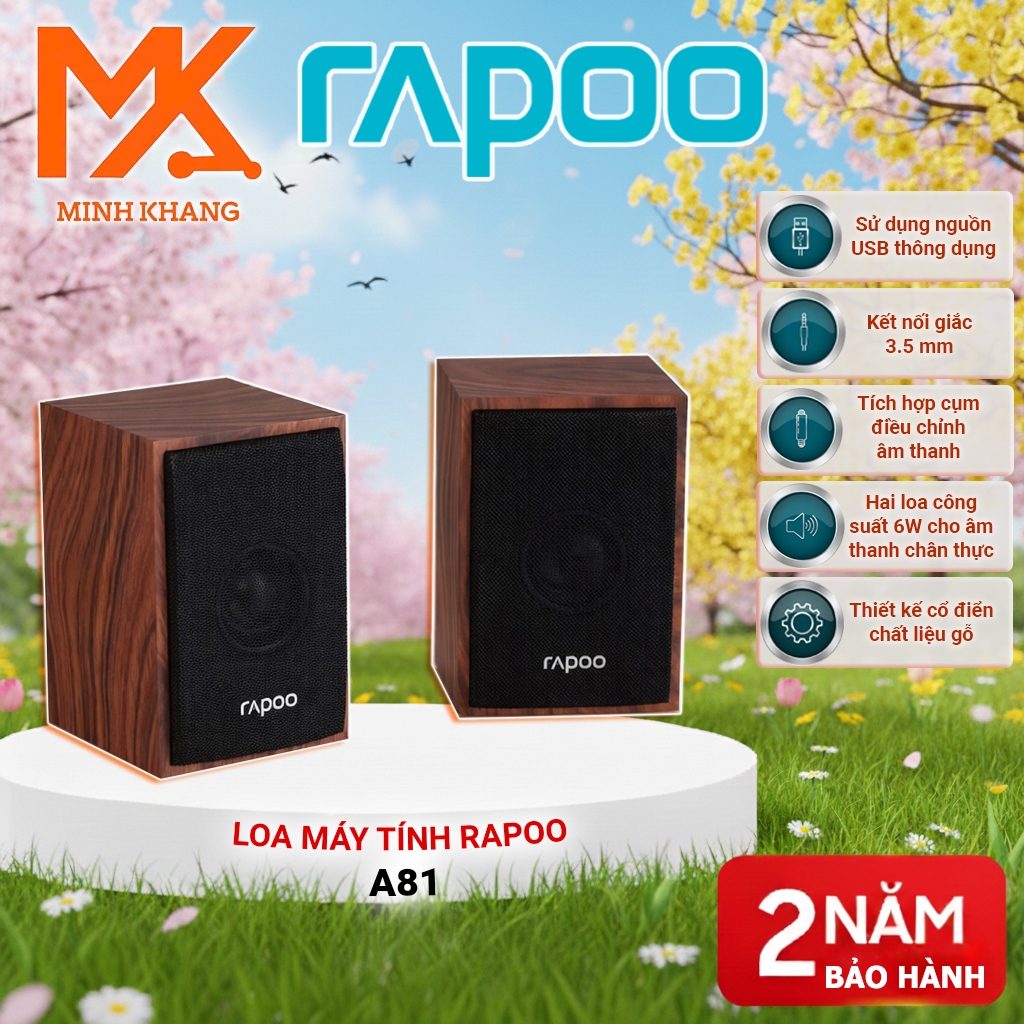 [RAPOO CHÍNH HÃNG] Loa Rapoo A81 Compact Stereo – Âm Thanh Stereo Sống Động, Thiết Kế Nhỏ Gọn, Kết N