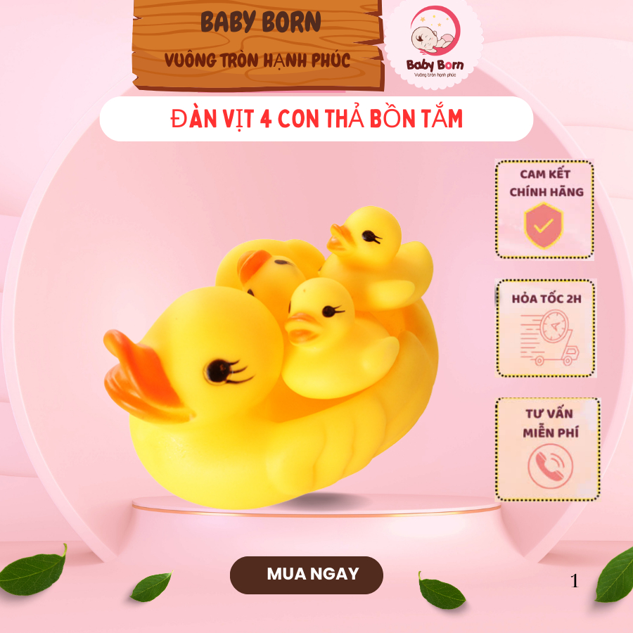 Đàn vịt 4 con thả bồn tắm cho bé