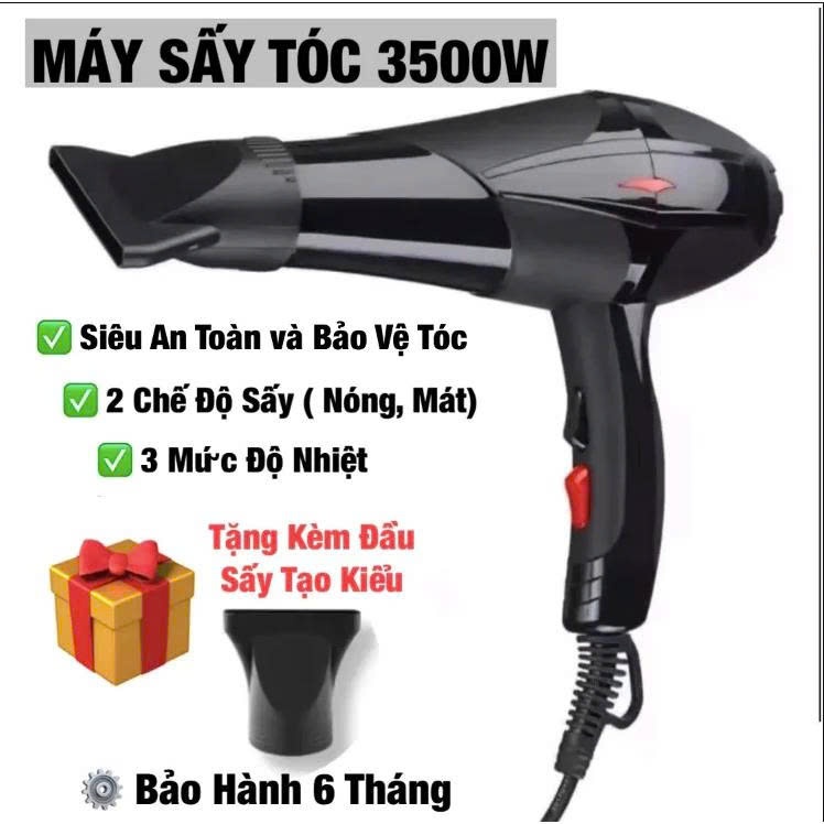 Máy Sấy Tóc 2 Chiều Nóng Lạnh Công Suất Lớn 3500W - Tạo Kiểu Chuẩn Salon