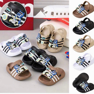 Dép bánh mì thiết kế kẻ sọc ngang cho bé trai bé gái có quai sau hở mũi siêu dễ thương