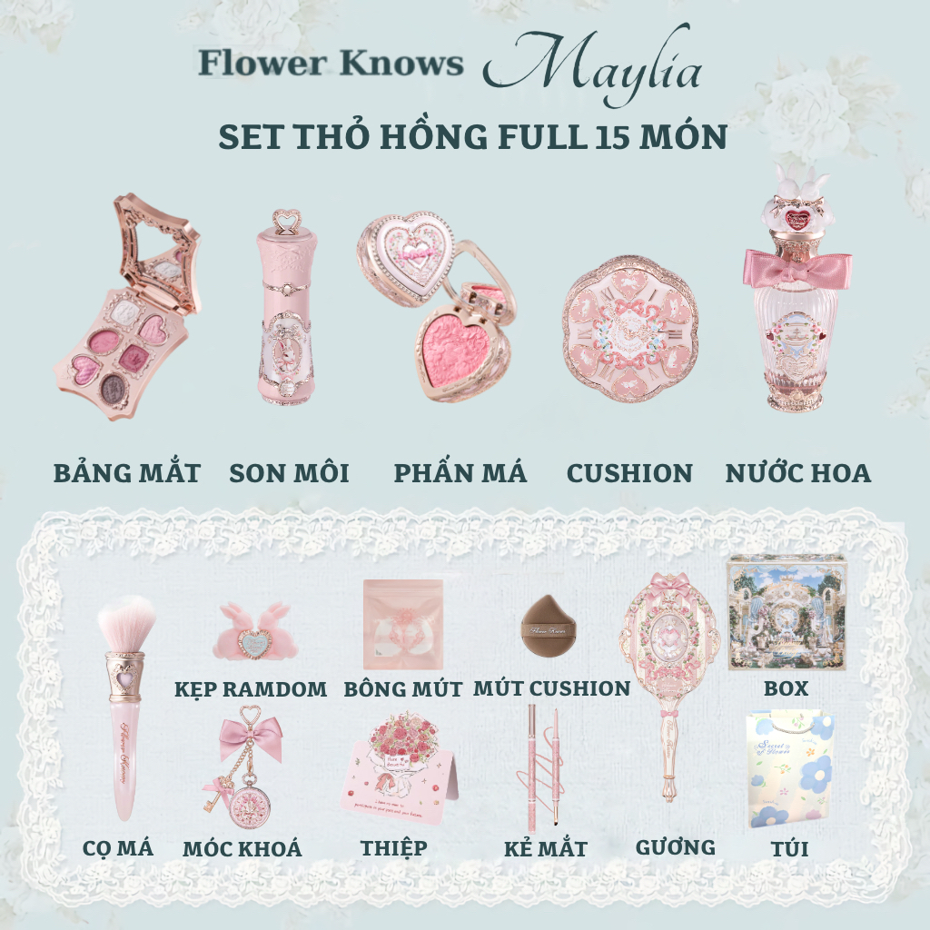 [HỎA TỐC] Set VƯỜN THỎ HỒNG Mỹ Phẩm Makeup Quà Tặng FLOWER KNOWS Bunny Garden
