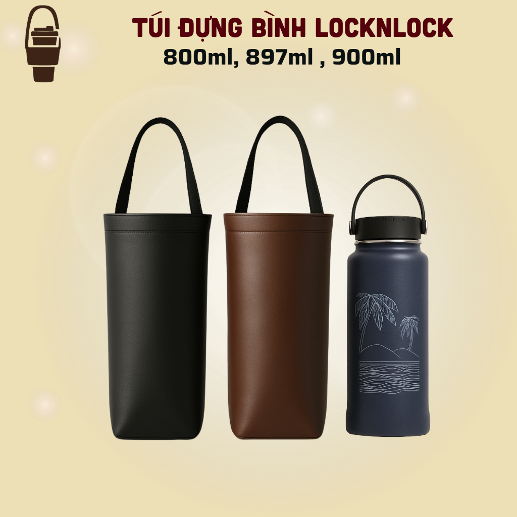 Túi đựng bình giữ nhiệt 897ml , 900ml ,800ml chất liệu Simili Trơn