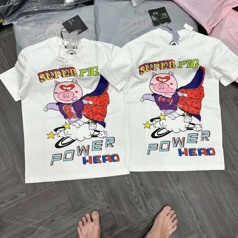 Áo Thun Heo Có Cánh Super Pig ❤ Áo Phông Cotton Dày Dặn Dáng Rộng Nam Nữ NA105