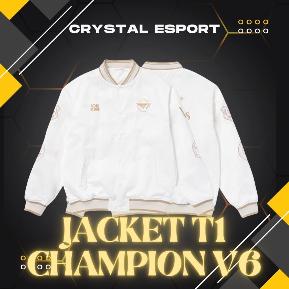 Áo Khoác T1 V6 Champion 2025 Full Thêu CRYSTAL ESPORT lót nỉ lông 2 lớp ấm áp