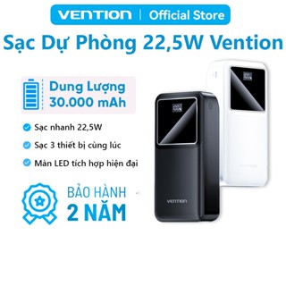 Pin Sạc Dự Phòng 30000mAh 22.5W Vention, 3 Cổng USB/Type-C/Micro, Sạc Nhanh PD3.0, Dung Lượng Lớn Cho Điện Thoại
