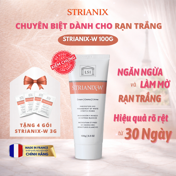 [Có Quà] Kem Strianix-W Pháp 100g - Làm Mờ Vết Rạn Trắng, Cải Thiện Đàn Hồi Da, Ngăn Rạn Mới