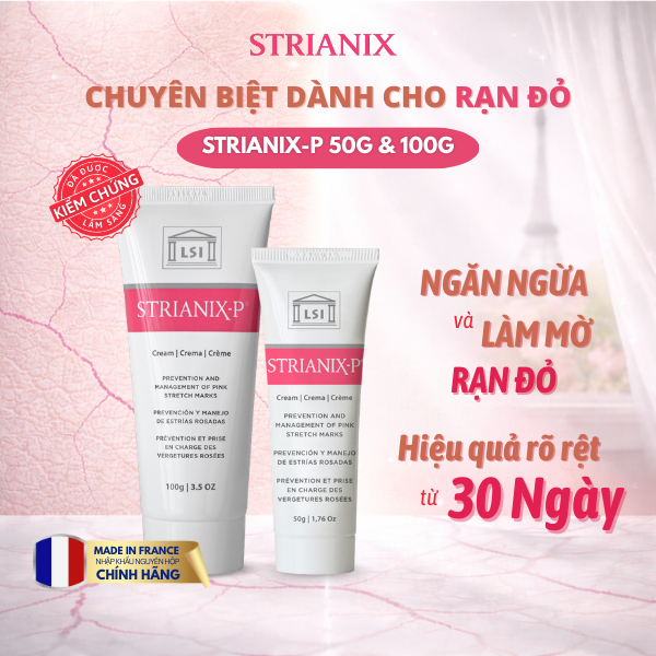 Kem Strianix-P Pháp 50g/100g - Làm Mờ Vết Rạn Đỏ, Hạn Chế Ngứa Rạn Cho Phụ Nữ Mang Thai Sau Sinh