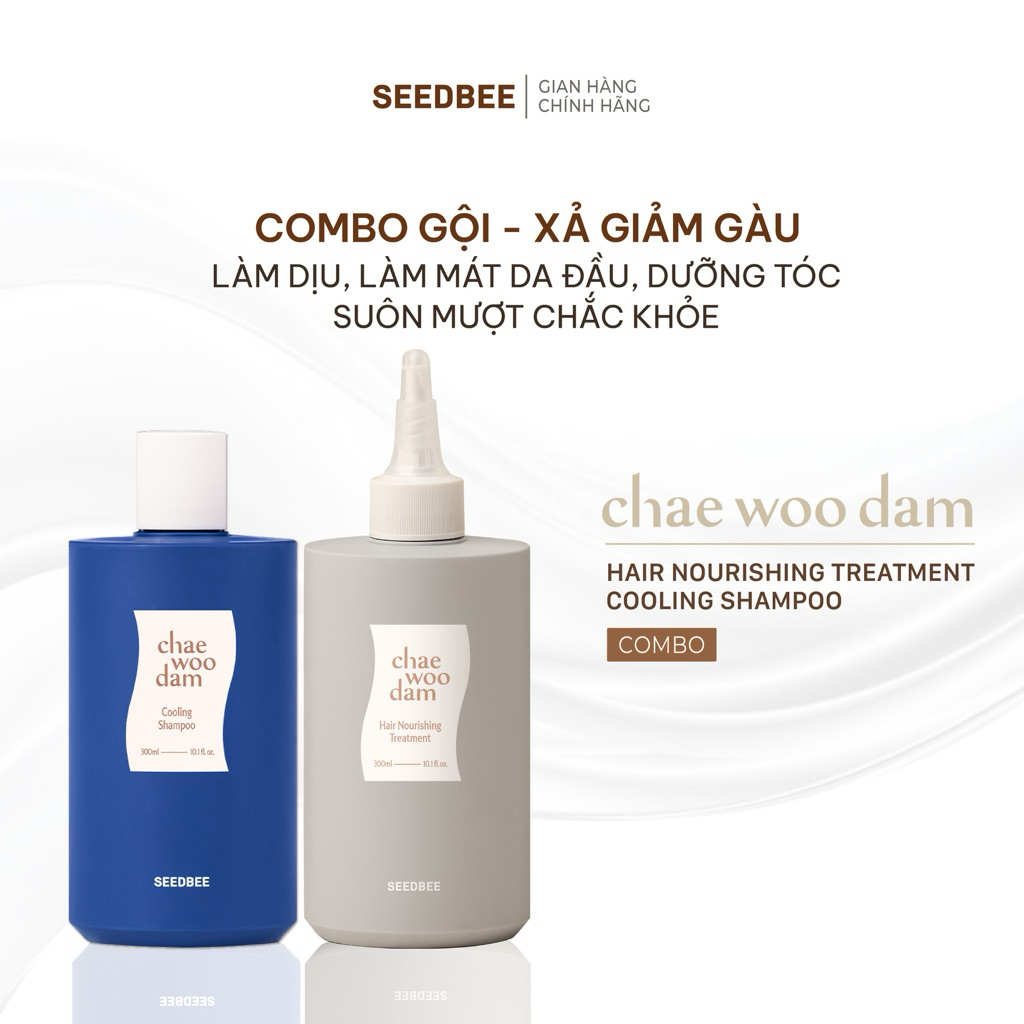 [SEEDBEE] Combo Gội Xả Giảm Gàu Ngứa, Dưỡng Tóc Mềm Mượt Chae Woo Dam (Dầu Xanh + Kem ủ)