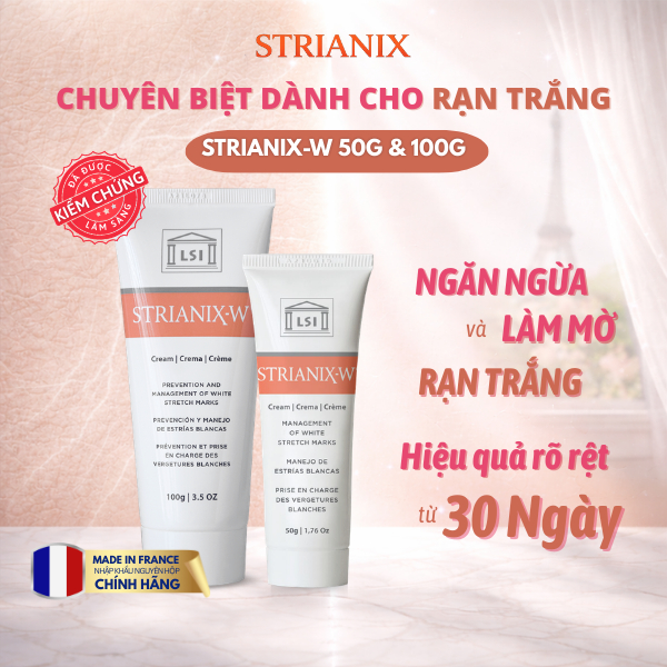 Kem Strianix-W Pháp 50g/100g - Ngăn Vết Rạn Mới, Làm Mờ Rạn Trắng, Cải Thiện Đàn Hồi Da