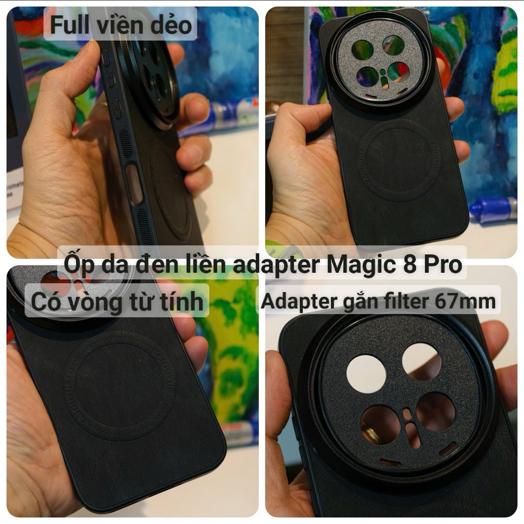 Ốp lưng da liền Adapter lens gắn filter 67mm UV ND CPL Honor Magic 8 Pro 7 / Huawei Mate 70 Pro plus