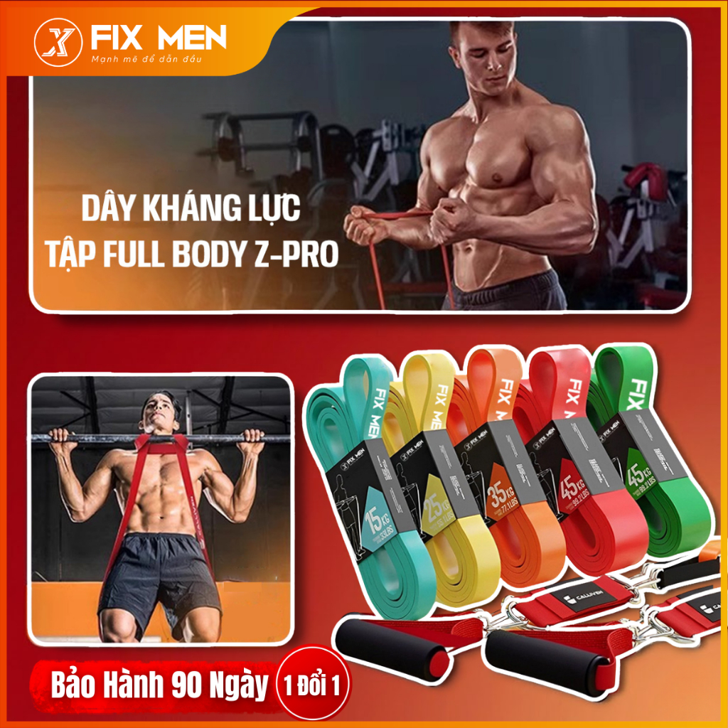 Dây kháng lực đàn hồi ZPro 8 IN 1, Dây kháng lực tập Gym có thể chọn kèm bộ phụ kiện tập đa năng