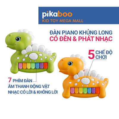 Đồ chơi đàn piano khủng long cho bé Pikaboo, âm thanh và chức năng đa dạng, chất liệu nhựa an toàn