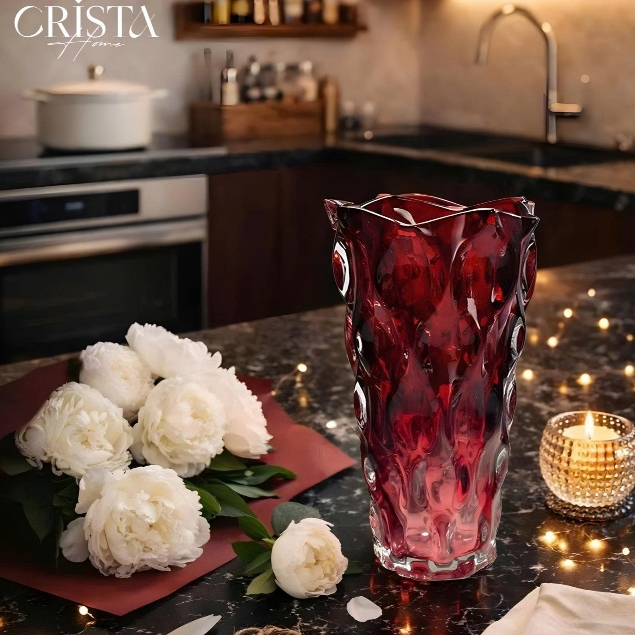 Bình Hoa Thủy Tinh Dáng Sóng Crista Home | Lọ Hoa 6 Màu