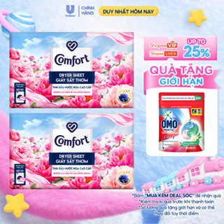 Combo 2 Hộp Giấy Thơm Comfort Hương Mẫu Đơn Và Hoa Hồng Ohara 40 tờ/hộp, Dành Cho Máy Sấy Quần Áo, Tủ Quần Áo