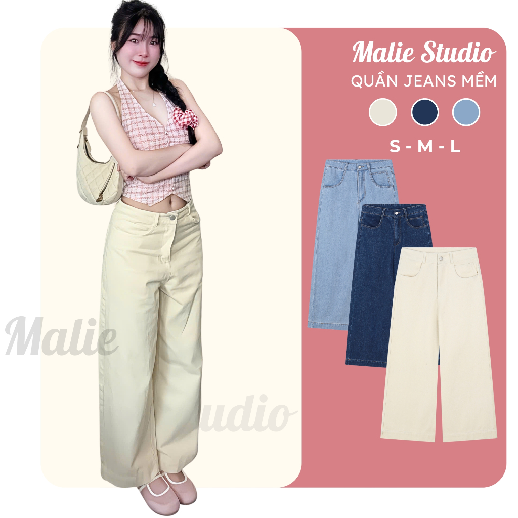 Quần Jeans Basic Malie Studio Ống Rộng Chất Jeans Mềm Tôn Dáng Phong Cách Hàn Quốc MQDS03