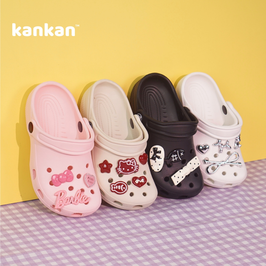 Sục Cho Bé Gái KanKanStore Dép Sục Có Quai Đính Kèm Sticker Đáng Yêu KA112
