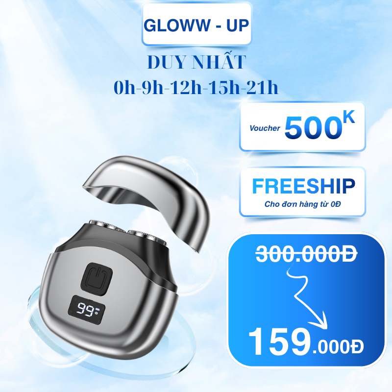 Máy Cạo Râu Điện Mini Lưỡi Dao Nổi 6D Tự Động Mài Sắc Màn Hình LED Pin Sạc Nhanh Type C Dùng 60 Ngày