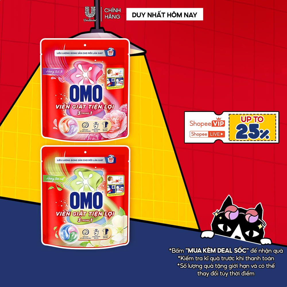 Túi viên giặt tiện lợi OMO 3 trong 1 (30-50viên/túi)
