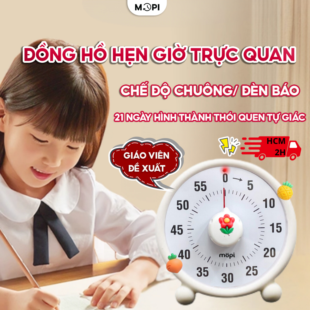 Đồng hồ Pomodoro bấm giờ học tập, mopi timer MP038 đếm ngược tập trung cho bé, đồng hồ hẹn giờ mini 