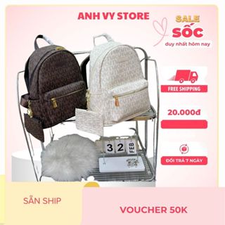 Balo chữ MK hàng quảng châu kèm ví size 40 vừa A4 LAPTOP  giá ưu đãi - SALE RẺ