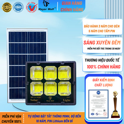 [CHÍNH HÃNG] Đèn pha năng lượng mặt trời Mayor Wolf - 6 khoang công suất 100w, 200w, 300w, 500w